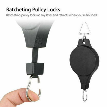 4PCS Retractable Pulley Hook Hanging Pull down Hanger for Garden Flower Plant US